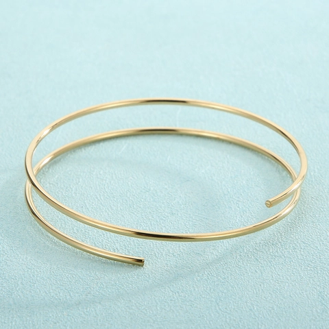 Brazalete Y Collar Choker Minimalista De Acero Inoxidable Para Mujer Diseño De Espiral De Varias Capas Joyería De Moda
