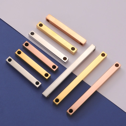 Colgante De Barra Rectangular De Acero Inoxidable 304 Con Doble Agujero Cuboide Pulido Espejo Para Hacer Joyas DIY