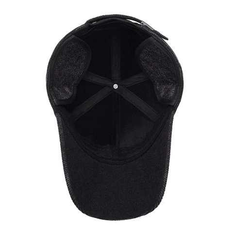 Cappello Da Baseball Invernale Da Uomo Con Paraorecchie Velluto A Coste Misto Lana Foderato In Pile Caldo Antivento Sportivo