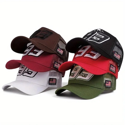 Racing Stil Trucker Hat Atmungsaktives Mesh Baseball Cap Mit Nummer 93 Stickerei Verstellbarer Outdoor Sport Sonnenhut