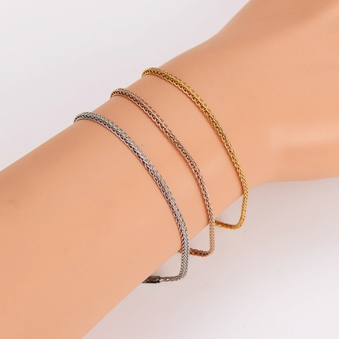 Bracciale A Catena Di Grano Minimalista Acciaio Inossidabile 304 Elegante Gioielli Di Moda Di Alta Qualità Donne