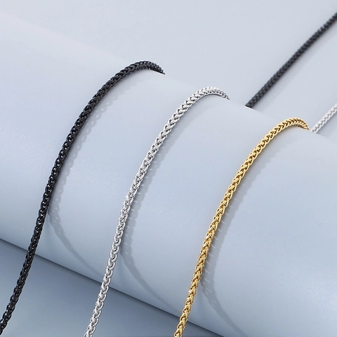 Collar Y Pulsera De Acero Inoxidable Joyería Minimalista Cadena De Trigo Spiga Para Hombres Mujeres Moda Casual Duradera