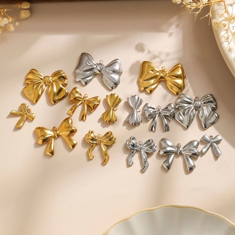 304 Stainless Steel Bowknot Pendants Bow Charms For DIY Jewelry Making Necklace Earring Accessories