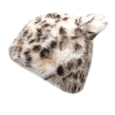 Leopardmuster Kunstpelz Fischerhut Winter Warm Plüsch Bucket Hat Für Damen Stilvolle Tiermuster Kopfbedeckung