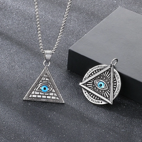 Collana Con Pendente Da Uomo Acciaio Inossidabile Rune Vichinghe Occhio Della Provvidenza Nodo Celtico Gioielli Punk Vintage