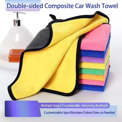 Microfiber Cleaning Cloth Thickened Double Sided Highly Absorbent Lint Free Towel For Car Washing Kitchen Bathroom With Hanging Loop
