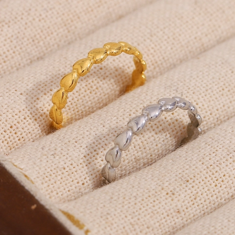 Anillo Acero Inoxidable Corazón Chapado Oro 18K Ajustable Retro Minimalista Elegante Joyería Mujeres