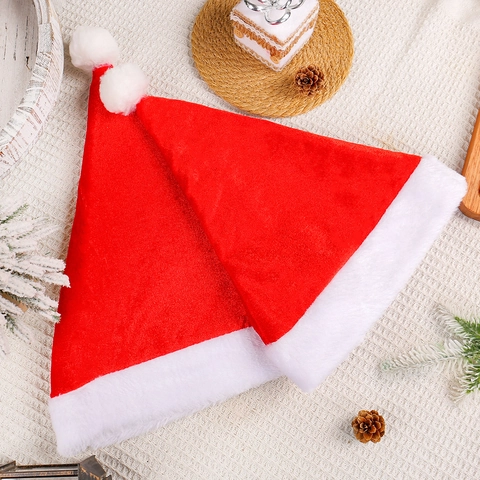Classic Christmas Santa Hat Red White Soft Plush Velvet Festive Holiday Party Decoration For Adult Child