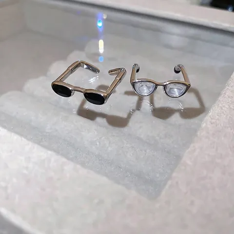 Creative Mini Glasses Shape Alloy Open Ring Y2K Niche Trendy Finger Jewelry For Women Unique Sunglasses Design Accessory