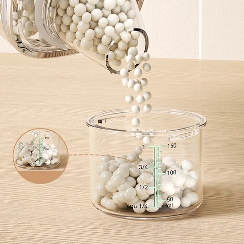 Transparent Plastic Food Storage Container Airtight Kitchen Jar Graduated Measuring Lid Funnel Spout Moisture Proof For Grain Flour