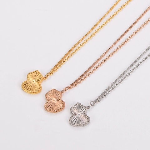 Collar Con Colgante De Calabaza Acero Inoxidable 304 Textura De Rayos De Sol Borde Perlado Joyería Minimalista Para Mujeres