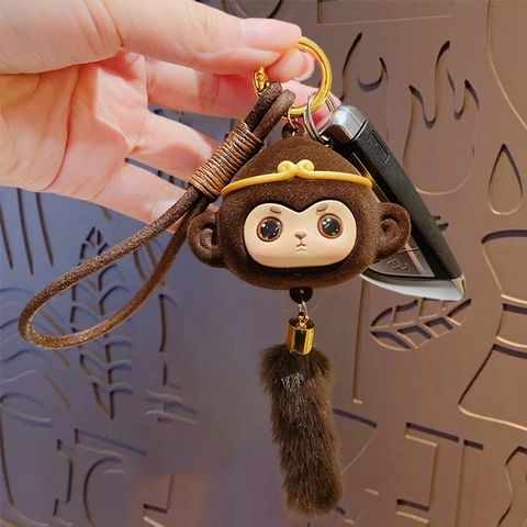 Affenkönig Schlüsselanhänger Sun Wukong Tasche Anhänger Kunstpelz Quaste Samt Auto Hängende Dekoration Geschenk