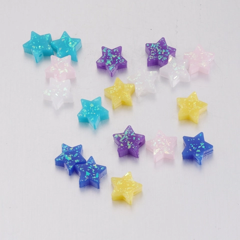Resin Faux Opal Star Beads Colorful Glitter Pentagon For DIY Jewelry Making Crafts Accessories Sparkle Star Charm