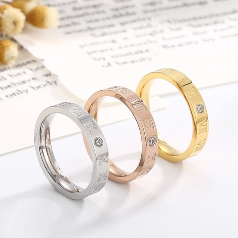 Anello In Acciaio Inossidabile Con Numeri Romani Incisi E Zircone Gioielli Di Moda Minimalisti Per Uomini E Donne