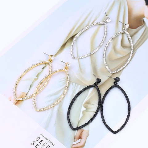 Σκουλαρίκια Marquise Hollow Dangle Κράμα Κρύσταλλο Στρας Υπερμεγέθη Νυφικό Γάμος Πάρτι Κομψά Κοσμήματα Γυναικεία