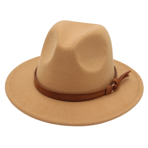 Sombrero Fedora De Fieltro De Lana Vintage Elegante Sombrero De Jazz De Ala Ancha Con Hebilla De Cinturón De Cuero Borla Estilo Retro