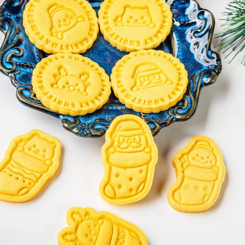 Moldes Para Galletas De Navidad Plástico PLA Relieve Dibujos Animados Papá Noel Muñeco De Nieve Herramientas De Repostería DIY Fiesta