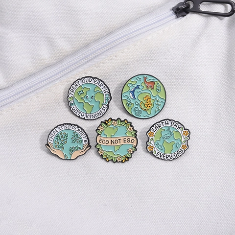 Insignia De Pin De Esmalte Ecológica Earth Day Aleación Tema Planeta Animal Bosque Para Mochila Accesorios De Ropa Joyería Unisex Regalo