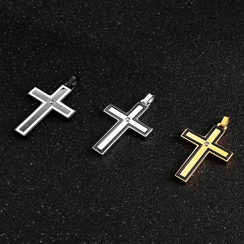 Cross Pendant Necklace 316L Stainless Steel Retro Punk Gothic Religious Jewelry For Men Women Fashion Accessories