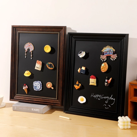 Cadre Photo Tableau Noir Magnétique Bois Présentoir Pour Aimants Frigo Badges Médailles Tableau Décoration Maison Bureau