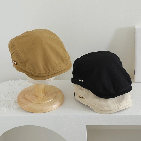 Gorra De Vendedor De Periódicos Para Niños Algodón Lona Boina Estilo Coreano Ajustable Sombrero De Artista Para Niños Niñas Vintage Color Sólido