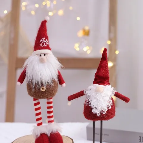Gnomi Di Natale In Peluche Decorazioni Nordiche Tomte Gonk Ornamenti Da Tavola Con Cappello Rosso Barba Bianca E Gambe