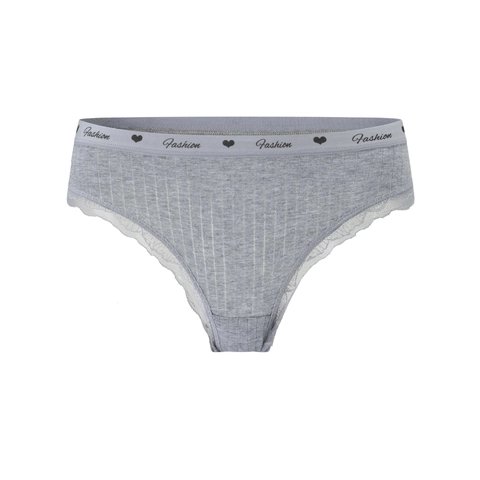 Dames Geribbelde Katoenen Strings Lage Taille Ademend Kant Elastische Tailleband Hart Fashion Print Comfortabel Ondergoed