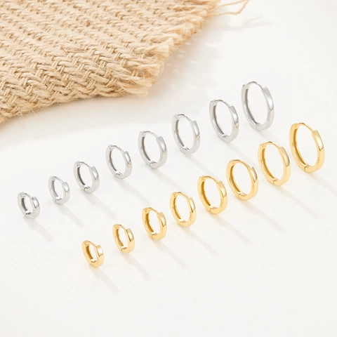 925 Sterling Silver Hoop Earrings Minimalist High Polished Circular Huggie Earring Women Men Daily Wear Fashion Jewelry