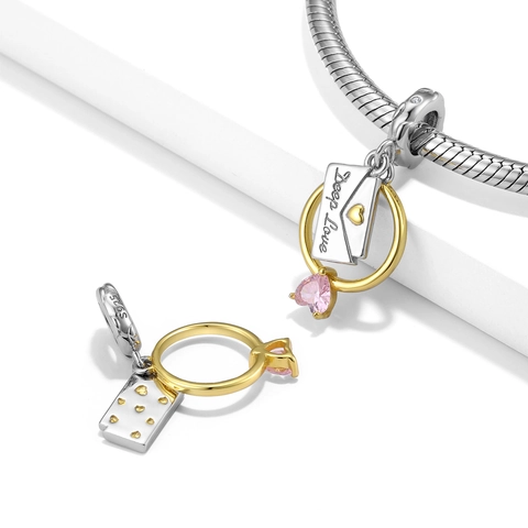 Ciondolo Charm Busta Cuore In Argento Sterling 925 Con Zirconia Rosa Inciso Deep Love Accessori Fai Da Te Romantici