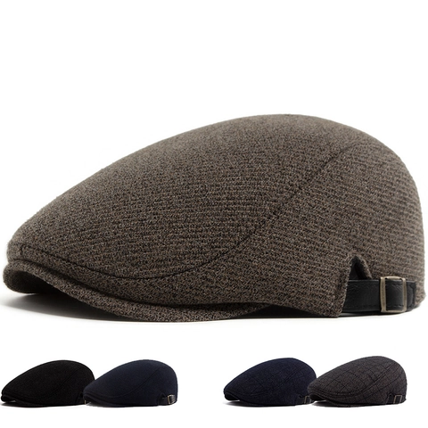 Coppia Ivy Cap Uomo Retrò Poliestere Plaid Twill Inverno Caldo Spesso Vintage Regolabile Antivento