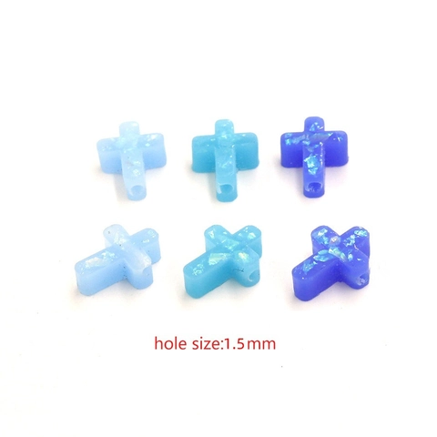 Cross Shape Beads Resin Synthetic Opal Effect Glitter For DIY Jewelry Making Necklace Bracelet Accessories Charms
