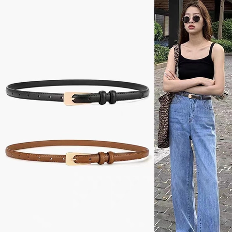 Cintura Sottile In Pelle PU Da Donna Con Fibbia Ad Ardiglione In Lega Retro Girovita Minimalista Versatile