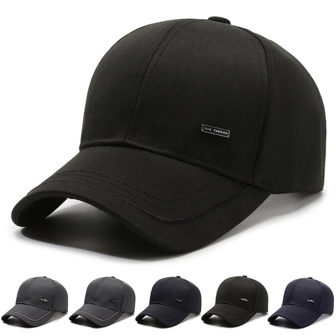 Klassische Baseballkappe Twill Stoff Verstellbar Gebogene Krempe Outdoor Sport Sonnenschutz Metalldekor Mode Für Herren
