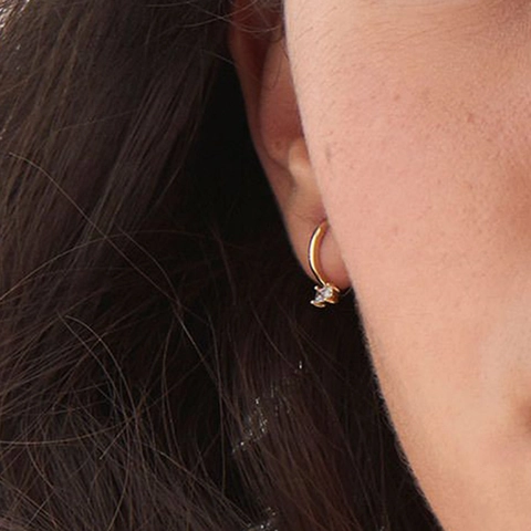Simple Geometric Square Zirconia Stud Earrings With 925 Sterling Silver Earring Post Copper J-Shape Earrings For Women Jewelry