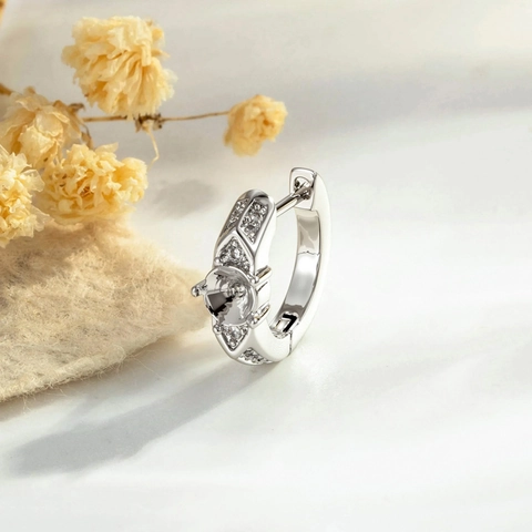 Micro Pave Zircon Rooster Oorbellen Hoop Met Rechte Post DIY Zetting Voor Dames Heren Mode Sieraden