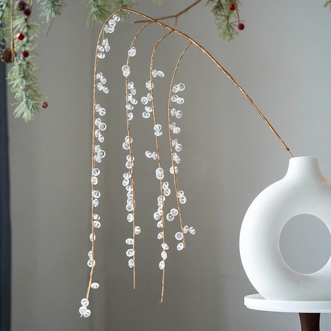Ramas De Navidad Perlas De Cristal Acrílico Icicle Sauce Adorno Colgante Transparente Fiesta Vacaciones Hogar Decoración