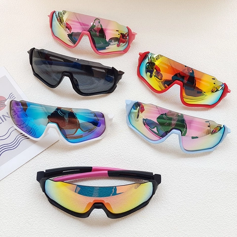 Kids Sports Sunglasses Cycling Glasses UV400 Protection PC Lens One Piece Shield Mirror Coating For Boys Girls Cool Outdoor