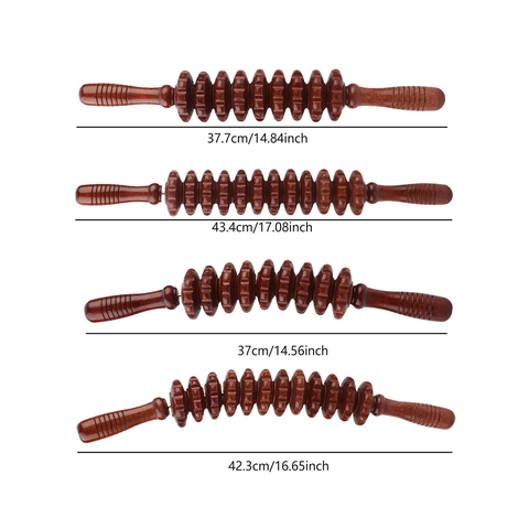 Manual Wooden Massage Roller Stick Multi Gear For Body Muscle Relaxation Maderotherapy Tool Ergonomic Handle Natural Lotus Wood