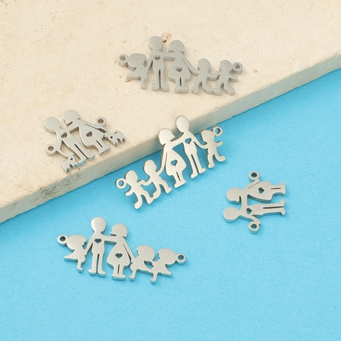 Ciondoli Famiglia Acciaio Inossidabile Pendants DIY Accessori Gioielli Cartone Animato Ragazzo Ragazza Coppia Animale