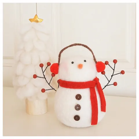 Weihnachten Schneemann Rentier Wollfilz Plüsch Ornament Handgefertigt Desktop Festliche Dekoration Winter Home Dekor Figur