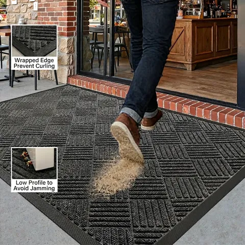 Alfombrilla De Entrada Superficie De Polipropileno Resistente Base De Caucho Antideslizante Alfombra Atrapa Suciedad Para Interior Exterior Porche
