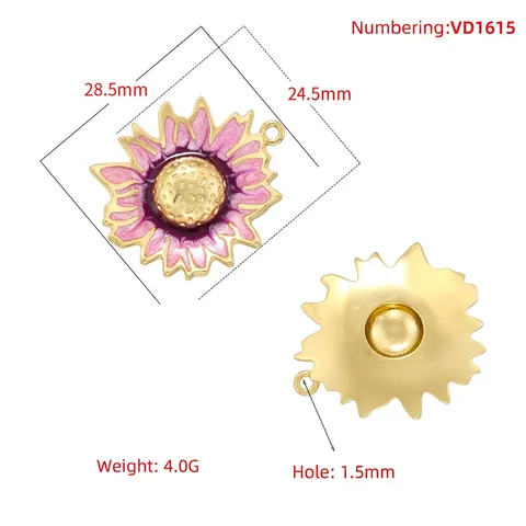 Pendentif Tournesol Charmes En Cuivre Émaillé Pour Fabrication De Colliers Bracelets DIY Accessoires De Bijoux Fleurs Colorées Pour Femmes