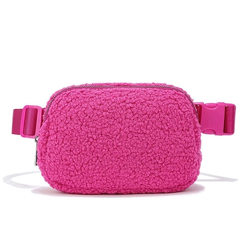 Sherpa Fleece Belt Bag Plush Waist Pack Fanny Pack With Adjustable Strap For Outdoor Fitness Travel Sports Crossbody