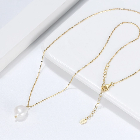 Collana Con Pendente Di Perla de Agua Dulce Barocca D'acqua Dolce Catena In Argento Sterling 925 Gioielli Minimalisti Per Donna