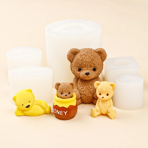 Stampo In Silicone Orsetto Forma Animale 3D Per Candele Fai Da Te Gesso Resina Artigianato Aromaterapia Carino Piccolo