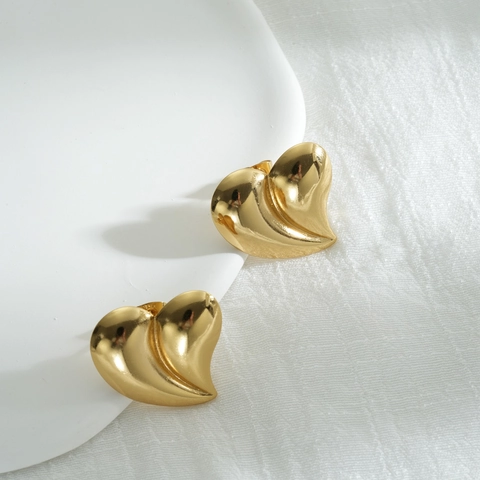 Minimalistische 18K Vergulde Roestvrijstalen Hart Oorknopjes Hol Hartvormig Mode Sieraden Voor Dames Oorbellen