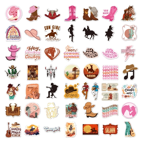 Adesivi Cowboy Western Impermeabili Vinile Decalcomanie Per Borraccia Laptop Skateboard Bagaglio Estetica Wild West