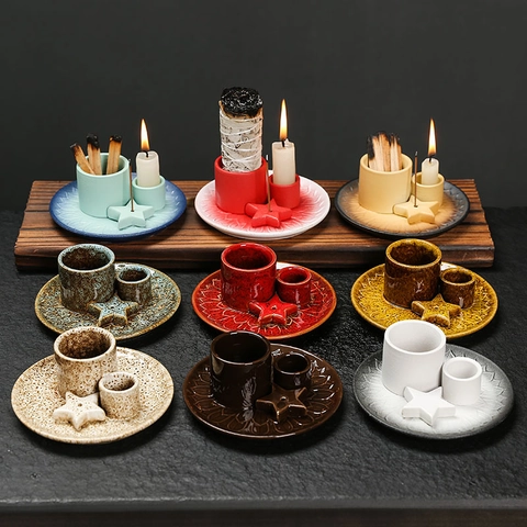 Ceramic Candle Holder Incense Burner Nordic Minimalist Home Decor For Sage Holy Wood Sticks Tray Atmosphere Ornament