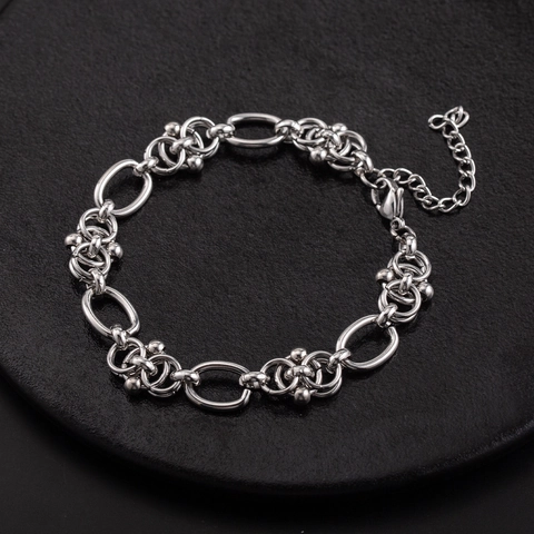 Bracciale A Catena In Acciaio Inossidabile Hip Hop Street Style Da Uomo Gioielli Geometrici Lucidati