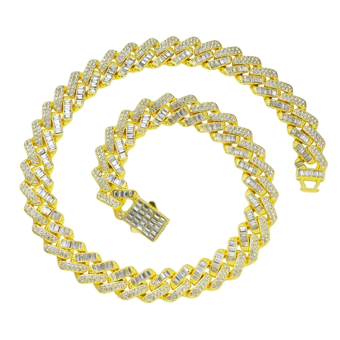 Collar Y Pulsera De Hombre Hip Hop Iced Out Cadena Cubana Diamantes De Imitación Aleación Joyería Bling Streetwear